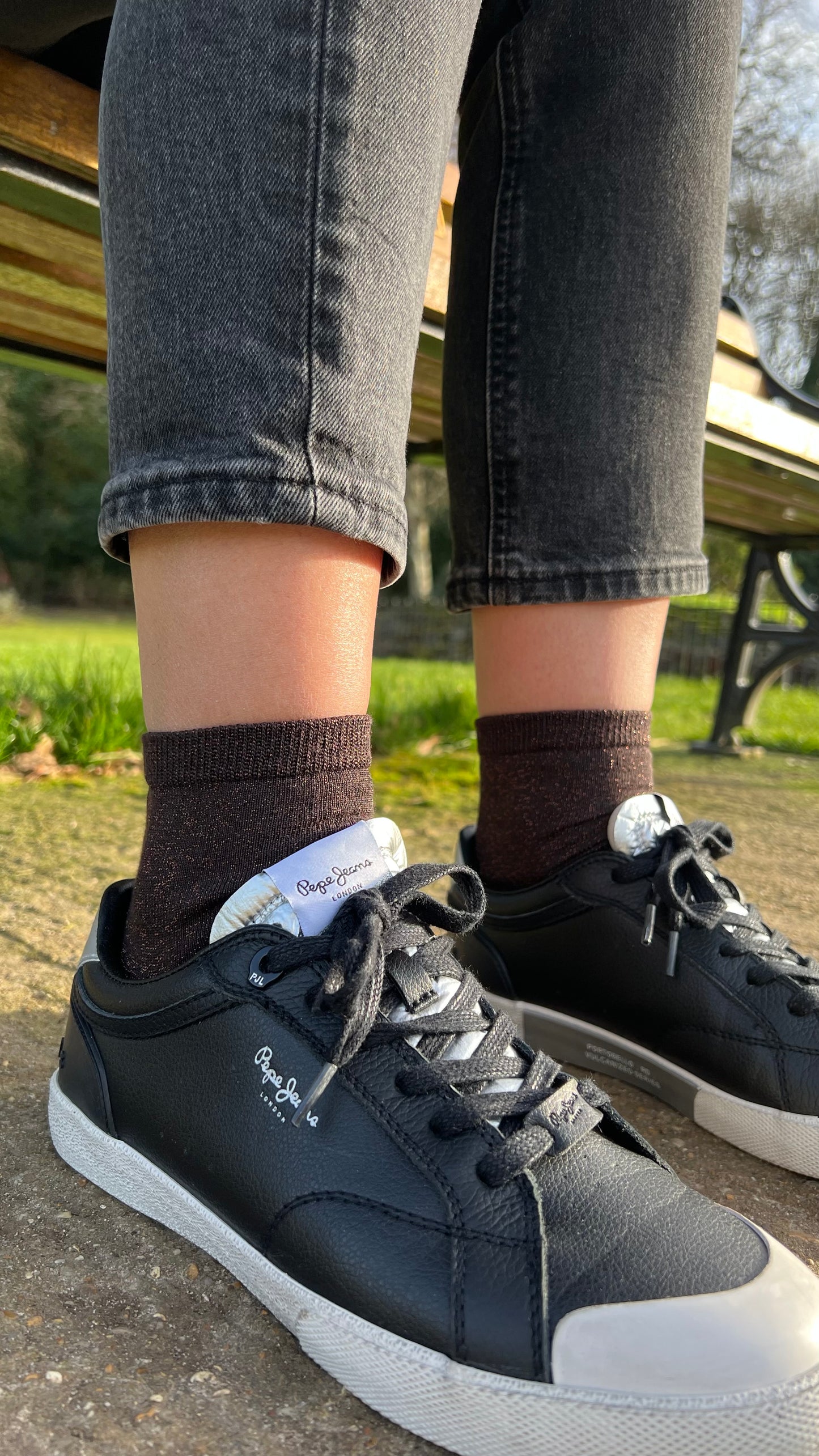 Sparkle - bronze ankle socks